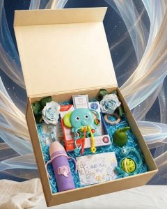 Giftribute - Welcome Baby Boy – Essential Care for Baby Boy-Basic hamper- floating